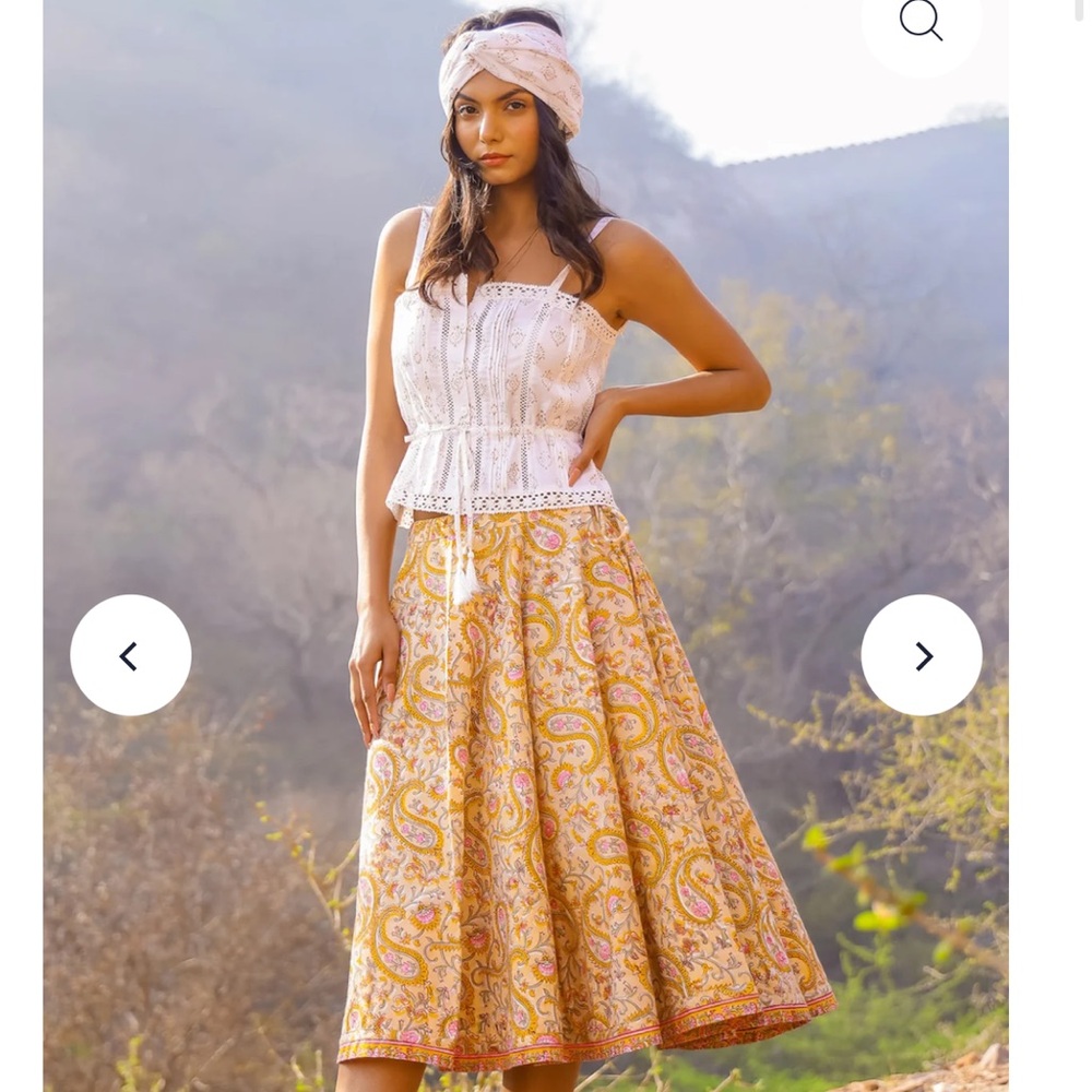 Vintage cottage core printed boho skirt